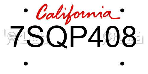 7SQP408 California License Plate