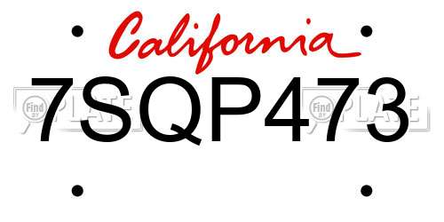 7SQP473 California License Plate