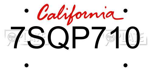 7SQP710 California License Plate