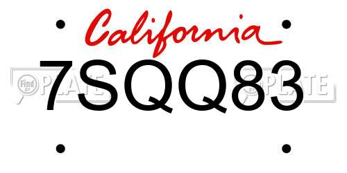 7SQQ83 California License Plate