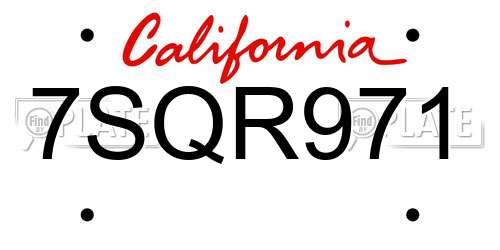 7SQR971 California License Plate