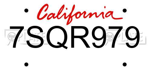 7SQR979 California License Plate