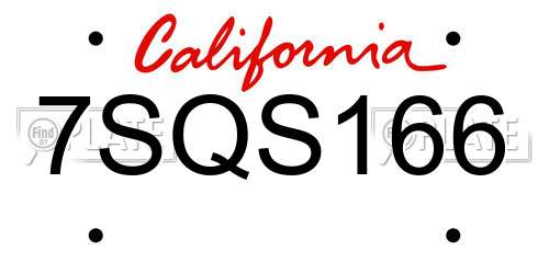 7SQS166 California License Plate