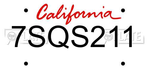 7SQS211 California License Plate