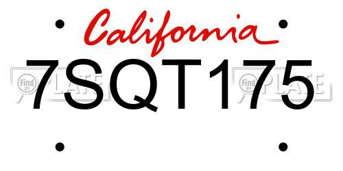 7SQT175 California License Plate