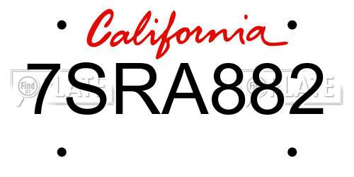 7SRA882 California License Plate
