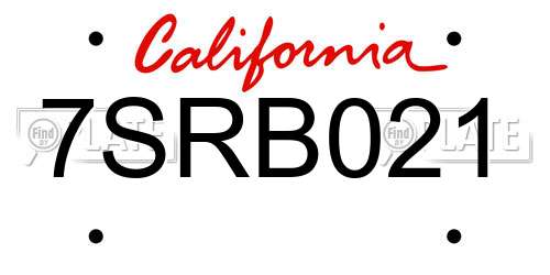 7SRB021 California License Plate
