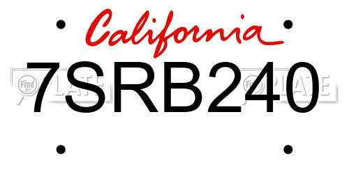 7SRB240 California License Plate