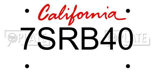 7SRB40 California License Plate