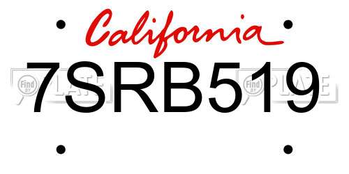 7SRB519 California License Plate