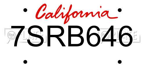7SRB646 California License Plate