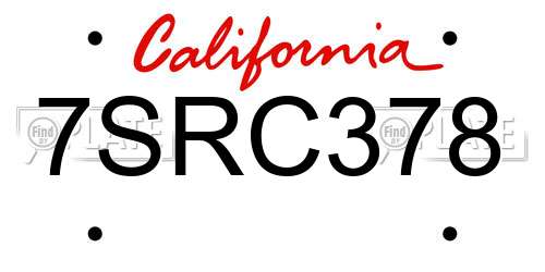 7SRC378 California License Plate