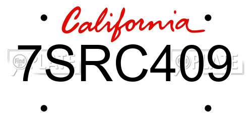 7SRC409 California License Plate