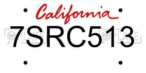 7SRC513 California License Plate