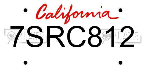 7SRC812 California License Plate