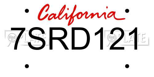 7SRD121 California License Plate