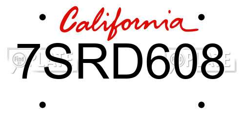 7SRD608 California License Plate