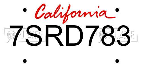 7SRD783 California License Plate