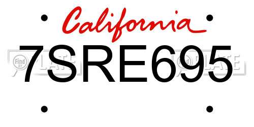7SRE695 California License Plate