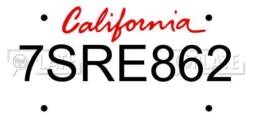 7SRE862 California License Plate