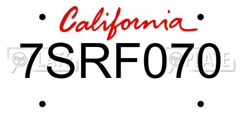 7SRF070 California License Plate