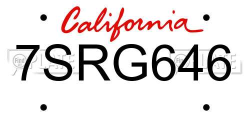 7SRG646 California License Plate