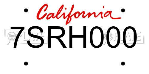 7SRH000 California License Plate