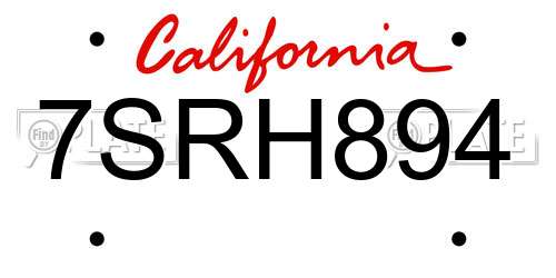 7SRH894 California License Plate