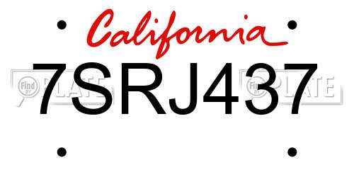 7SRJ437 California License Plate