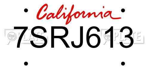 7SRJ613 California License Plate