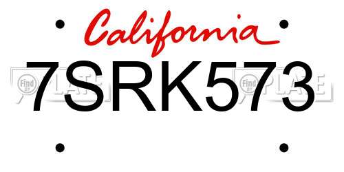 7SRK573 California License Plate