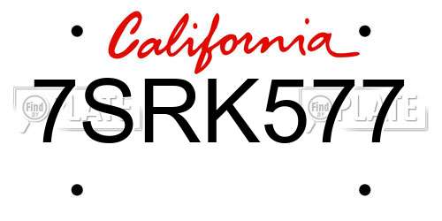 7SRK577 California License Plate