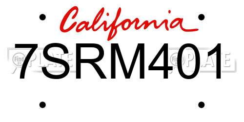 7SRM401 California License Plate