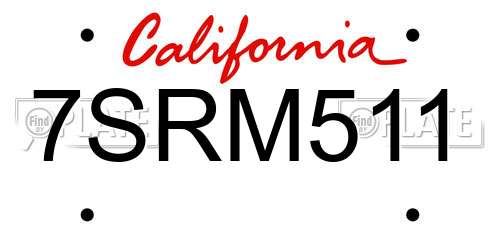 7SRM511 California License Plate