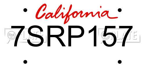 7SRP157 California License Plate
