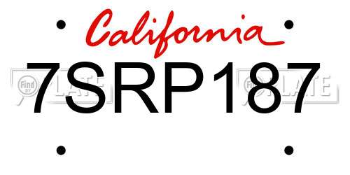 7SRP187 California License Plate
