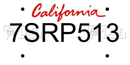 7SRP513 California License Plate