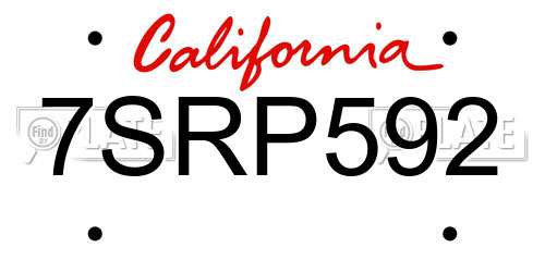 7SRP592 California License Plate