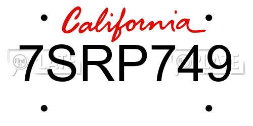 7SRP749 California License Plate