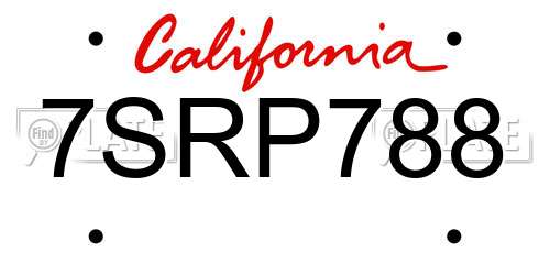 7SRP788 California License Plate