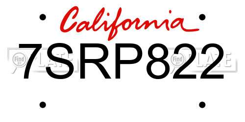 7SRP822 California License Plate
