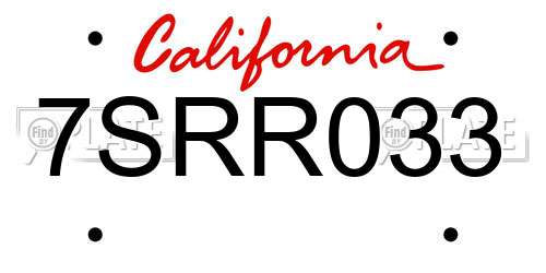 7SRR033 California License Plate