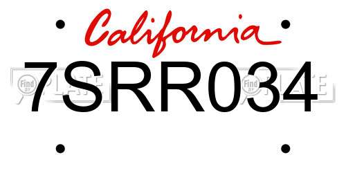 7SRR034 California License Plate