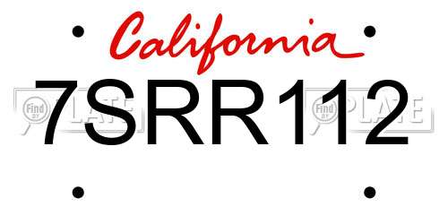 7SRR112 California License Plate