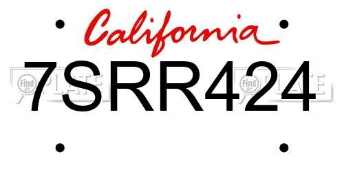 7SRR424 California License Plate