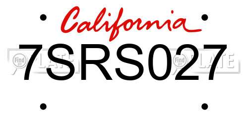7SRS027 California License Plate