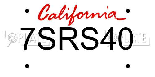 7SRS40 California License Plate