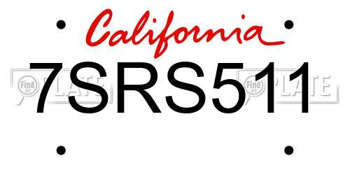 7SRS511 California License Plate
