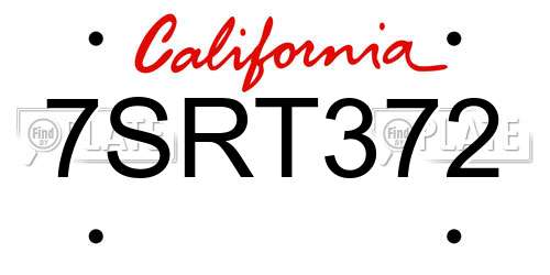 7SRT372 California License Plate