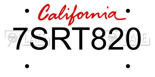 7SRT820 California License Plate